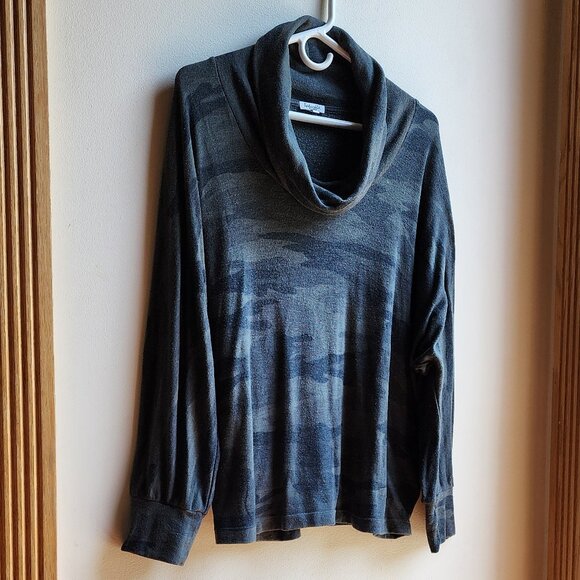 Splendid Green/Gray Camo Cowl Neck Jersey Size XL - Picture 4 of 16